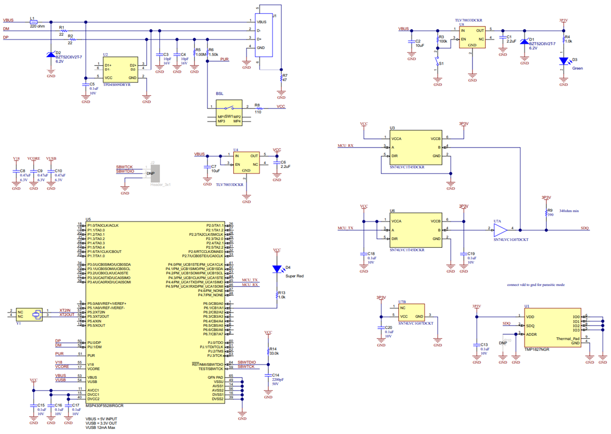 Schéma - Texas Instruments Module d'évaluation (EVM) TMP1827EVM
